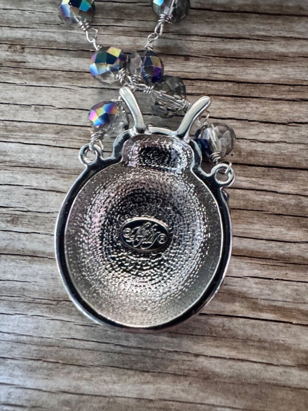 Kirks Folly purple ladybug locket necklace AB crystal beaded chain with Box - Picture 4 of 10